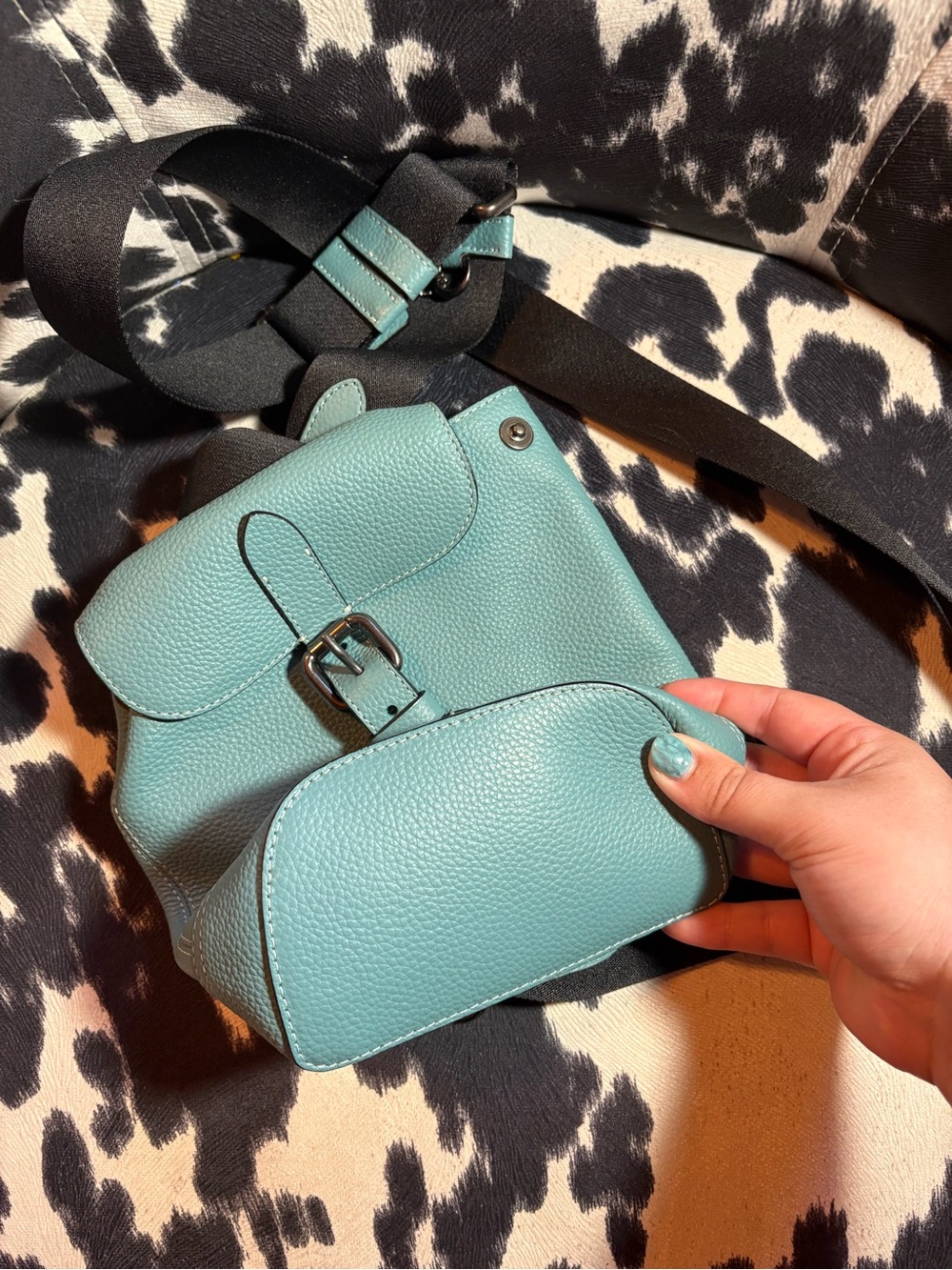 Coach Pebbled Leather Mini Backpack - Aqua - Picture 2 of 6